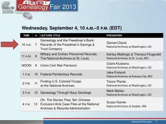 zyxwvutsrqponmlkjihgfedcbaZYXWVUTSRQPONMLKJIHGFEDCBA  Genealogy  Fair  2013 Wednesday, September 4,