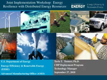 Joint Implementation Workshop:  Energy  Resilience with Distributed Energy Resources  Tarla T.