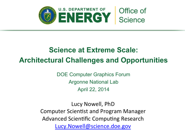 science at extreme scale architectural challenges and