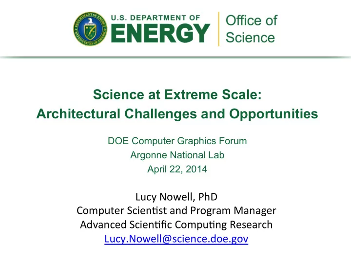 science at extreme scale architectural challenges and