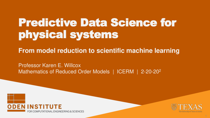 predictive data science for physical systems