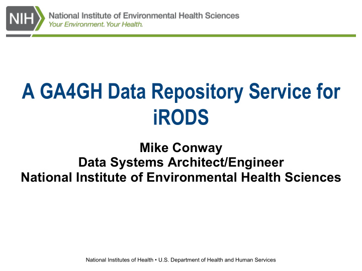a ga4gh data repository service for irods
