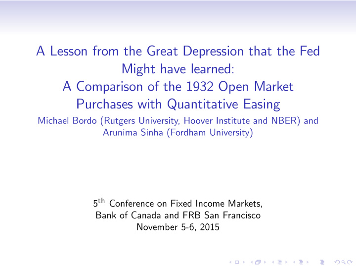 a lesson from the great depression that the fed might