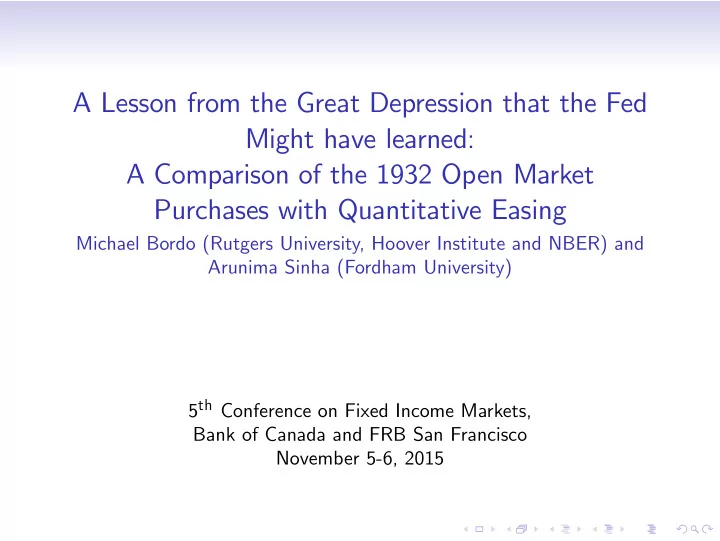 a lesson from the great depression that the fed might