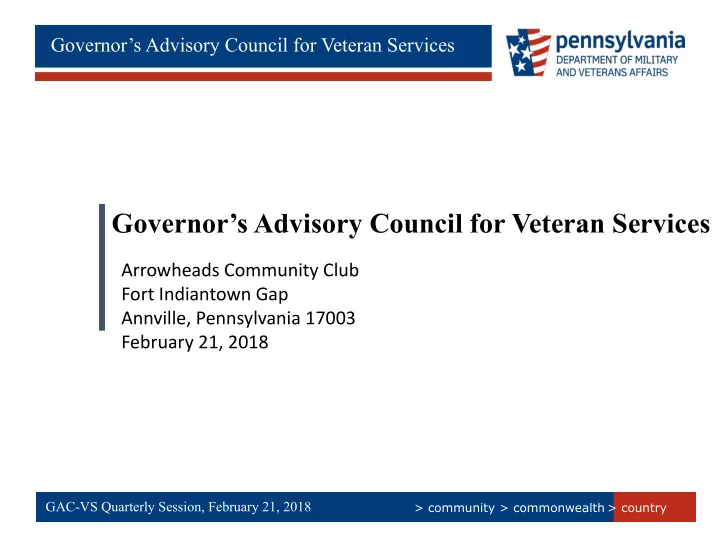 governor s advisory council for veteran services