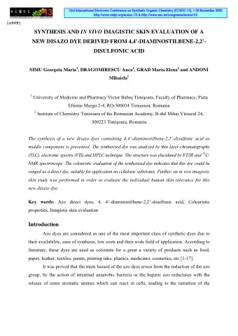 SYNTHESIS AND IN VIVO IMAGISTIC SKIN EVALUATION OF A  NEW DISAZO DYE DERIVED FROM