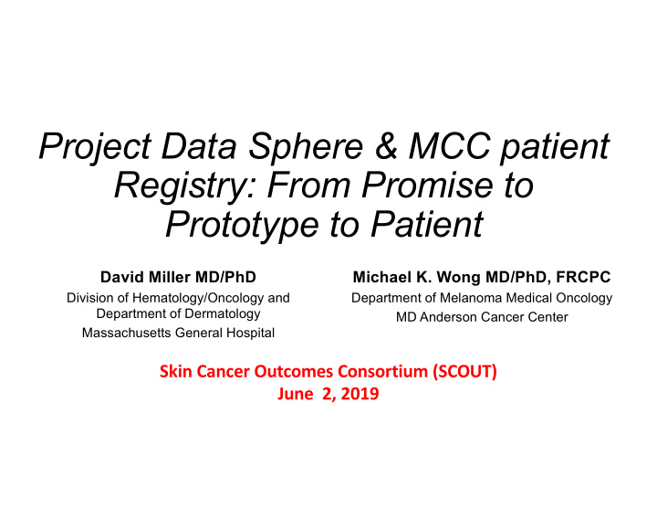 project data sphere mcc patient registry from promise to