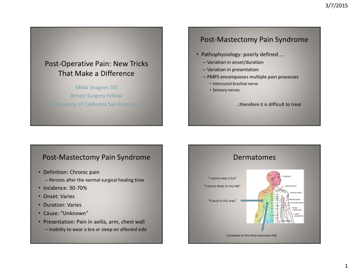 post mastectomy pain syndrome