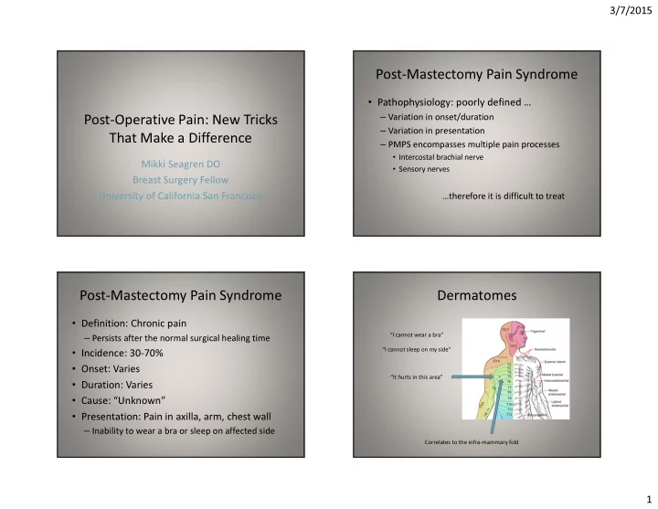 post mastectomy pain syndrome