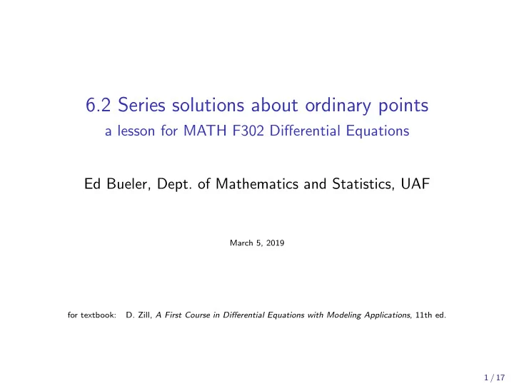 6 2 series solutions about ordinary points