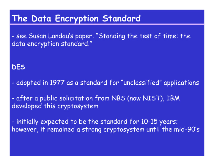 the data encryption standard