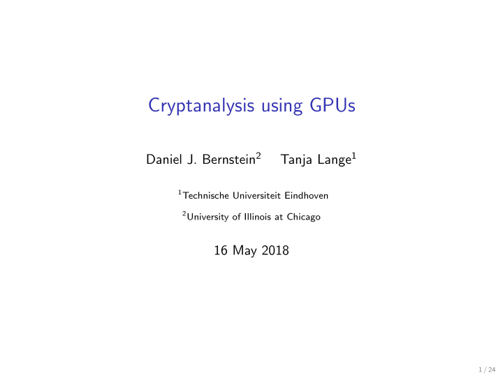 cryptanalysis using gpus