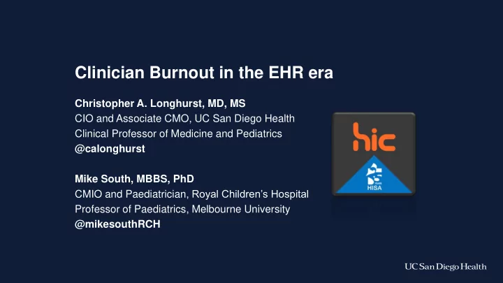 clinician burnout in the ehr era
