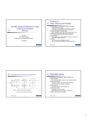 1  Basic Image/Video Features  Image Features  Color  (a). SCD (scalable color descriptor)  (b).