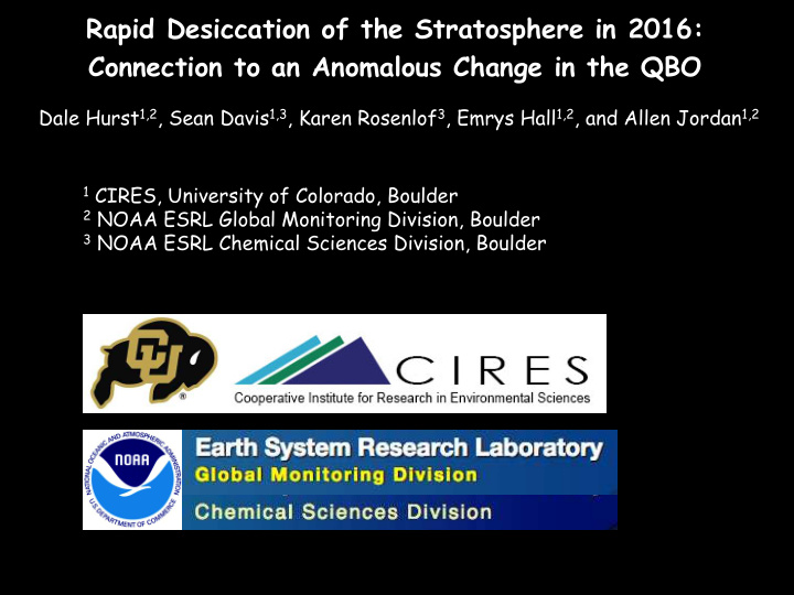 rapid desiccation of the stratosphere in 2016 connection