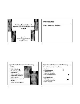 Disclosures  Avoiding Complications in  I have nothing to disclose.  Neuromuscular Spine Deformity