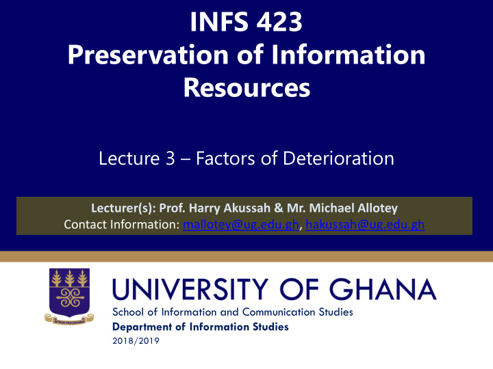 infs 423 preservation of information resources
