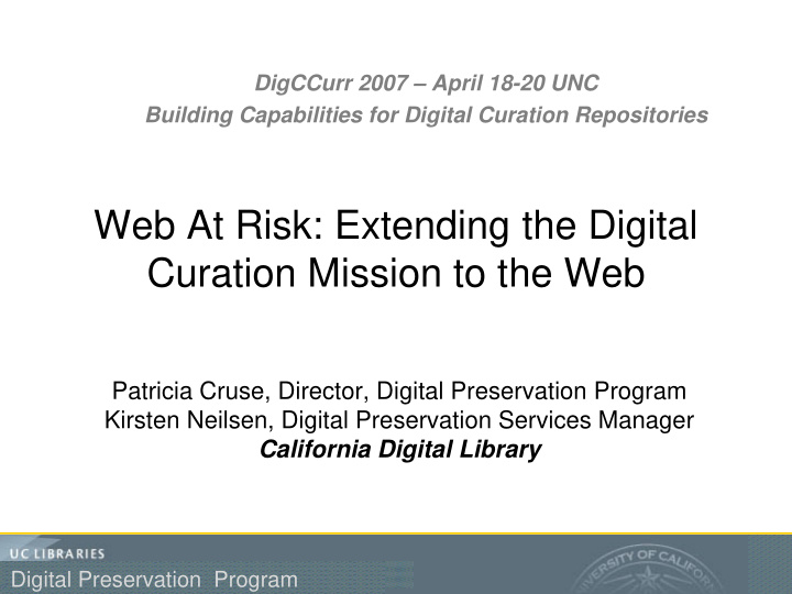 web at risk extending the digital curation mission to the