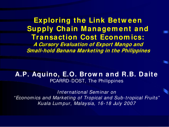 exploring the link betw een supply chain managem ent and