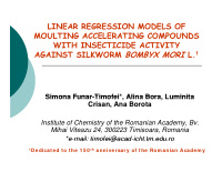linear regression models of moulting accelerating