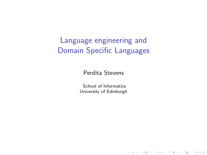language engineering and domain specific languages