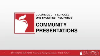 COMMUNITY  PRESENTATIONS 2018 FACILITIES TASK FORCE  Community Meeting Presentations   9.10.18 -