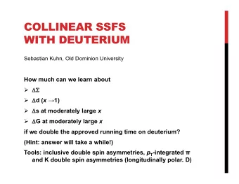 COLLINEAR SSFS  WITH DEUTERIUM  Sebastian Kuhn, Old Dominion University  How much can we learn