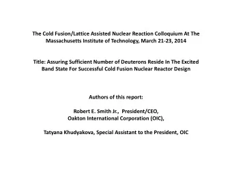 The Cold Fusion/Lattice Assisted Nuclear Reaction Colloquium At The Massachusetts Institute of
