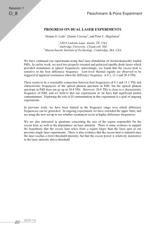 20  Progress on two-laser  experiments  Peter Hagelstein, Dennis Letts,  and Dennis Cravens Goal: