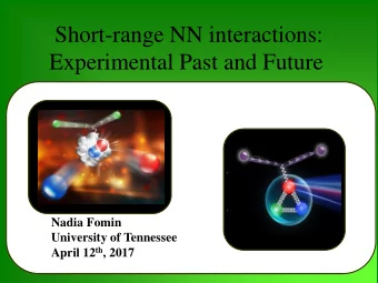 Experimental Past and Future  Nadia Fomin  University of Tennessee April 12 th , 2017 The quick and