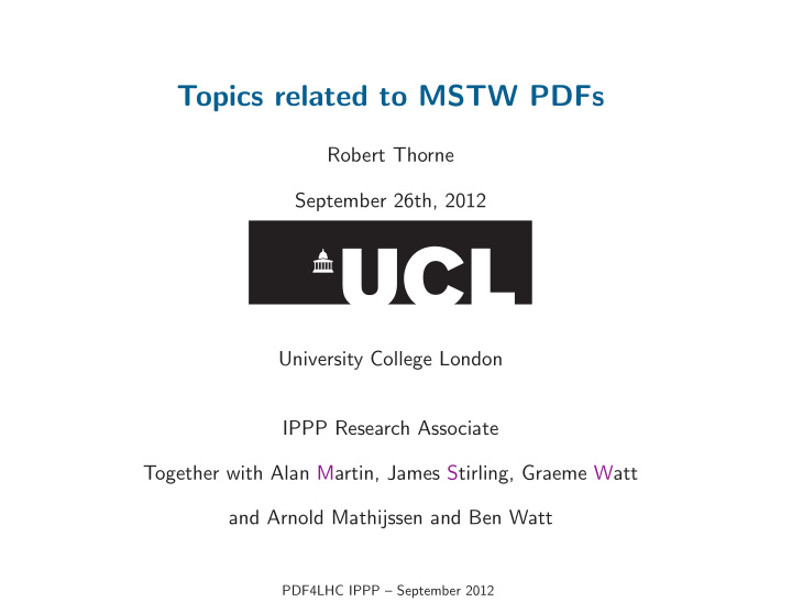 topics related to mstw pdfs