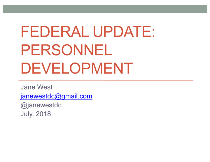 federal update personnel development