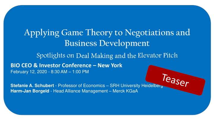 applying game theory to negotiations and business