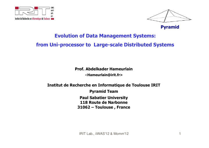 evolution of data management systems from uni processor