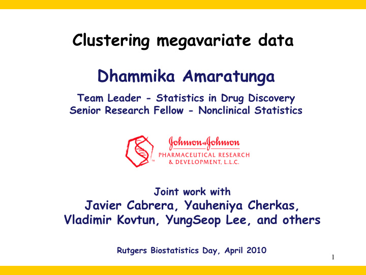 clustering megavariate data dhammika amaratunga