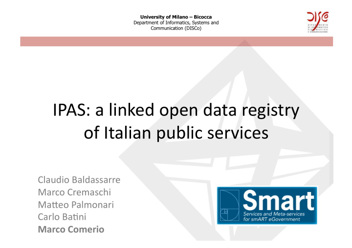 ipas a linked open data registry of italian public