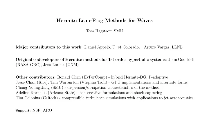 hermite leap frog methods for waves