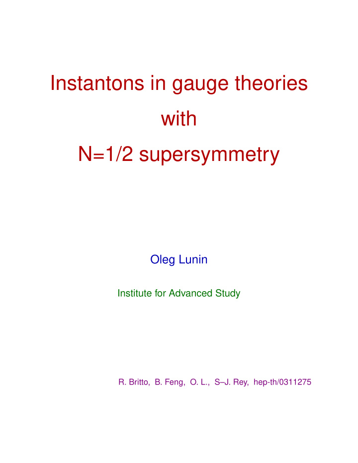 instantons in gauge theories with n 1 2 supersymmetry