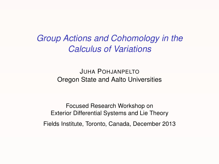 group actions and cohomology in the calculus of variations