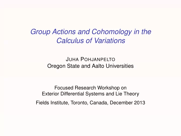 group actions and cohomology in the calculus of variations