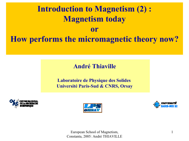 introduction to magnetism 2 magnetism today or how