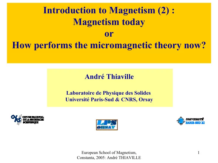 introduction to magnetism 2 magnetism today or how