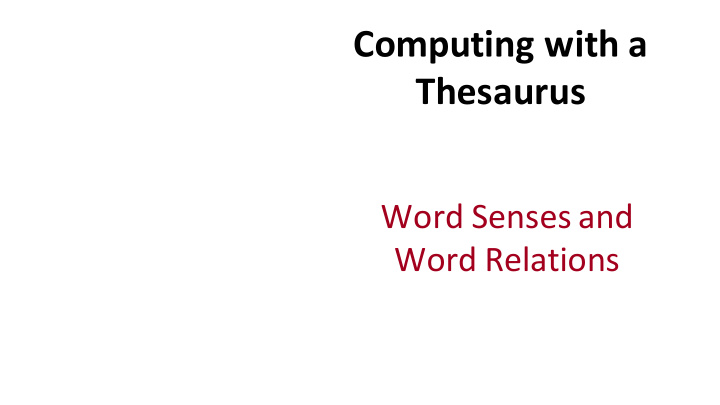 computing with a thesaurus