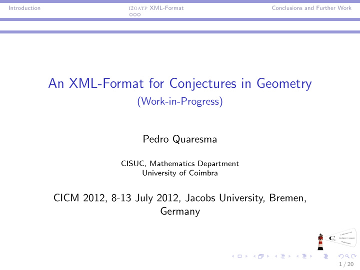 an xml format for conjectures in geometry