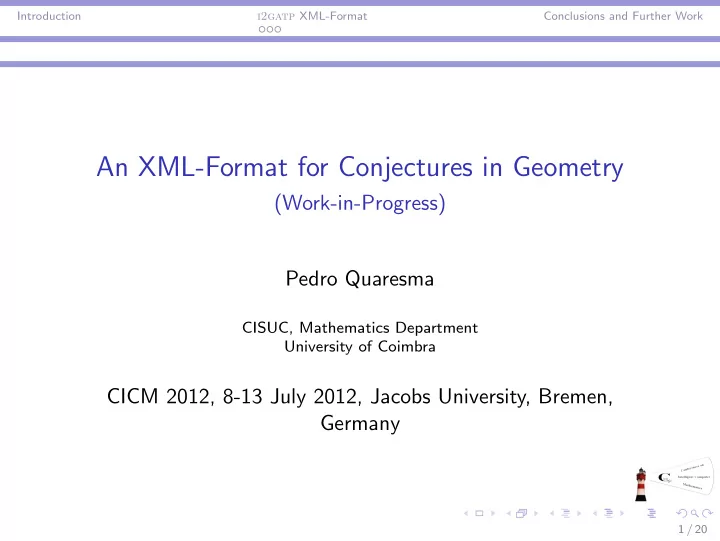 an xml format for conjectures in geometry