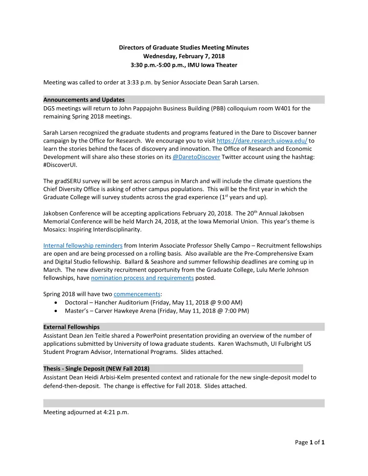 directors of graduate studies meeting minutes wednesday
