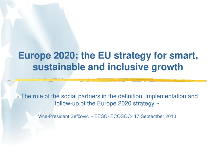 europe 2020 the eu strategy for smart sustainable and