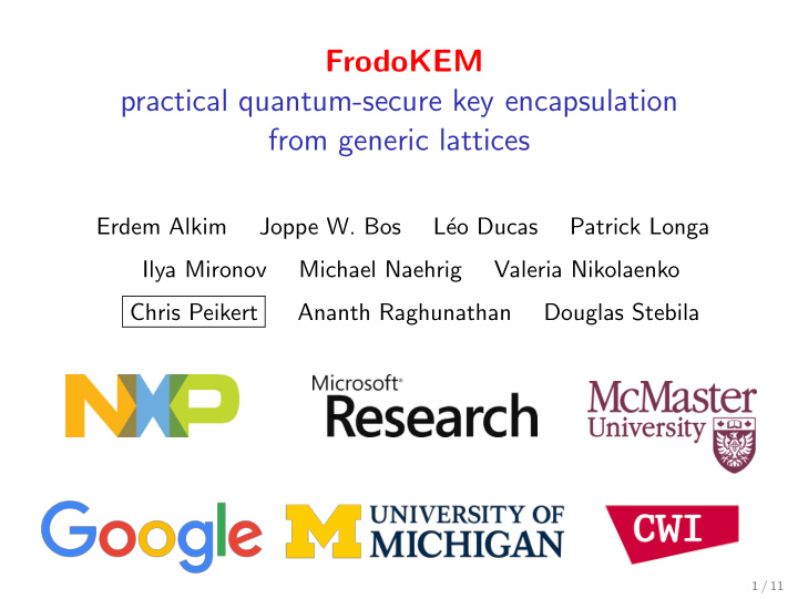 frodokem practical quantum secure key encapsulation from