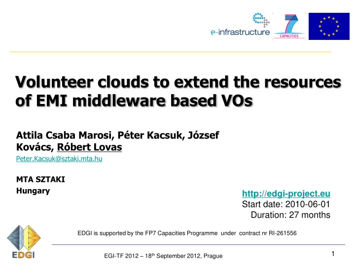 volunteer clouds to extend the resources of emi