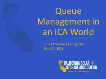 an ICA World  Rule 21 Working Group Two  June 27, 2018  Risk of Queue Stacking  When developers